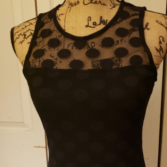 Brixton Ivy, Blk & Mesh Polka Dot Tank Gorgeous, S - Picture 5 of 5